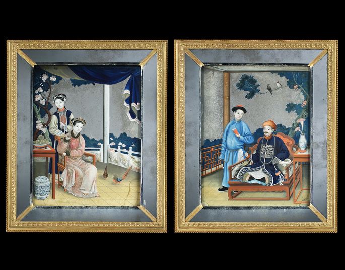 A Pair of George III Period Chinese export mirror Paintings | MasterArt